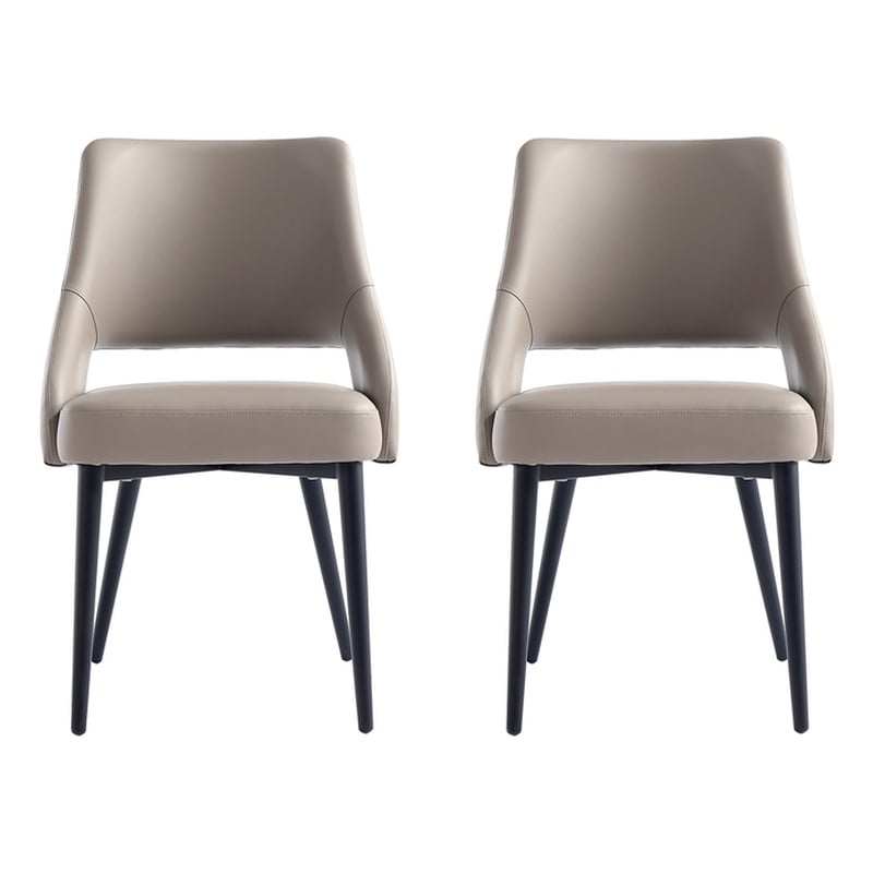 Tremont Taupe Leatherette Dining Chair with Metal Legs - Set of 2