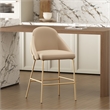Gracie Tan and Gold Leatherette Counter Stool  with Steel Legs