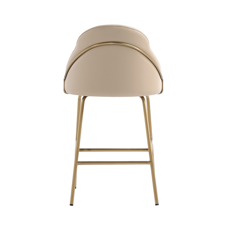 Gracie Tan and Gold Leatherette Counter Stool  with Steel Legs
