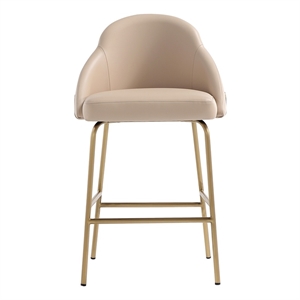 Gracie Tan and Gold Leatherette Counter Stool  with Steel Legs