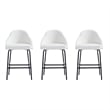 Gracie White and Black Leatherette Counter Stool  with Steel Legs - Set of 3