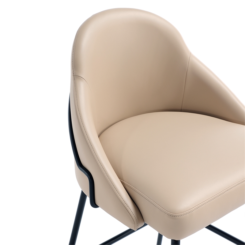 Gracie Tan and Black Leatherette Counter Stool  with Steel Legs - Set of 3