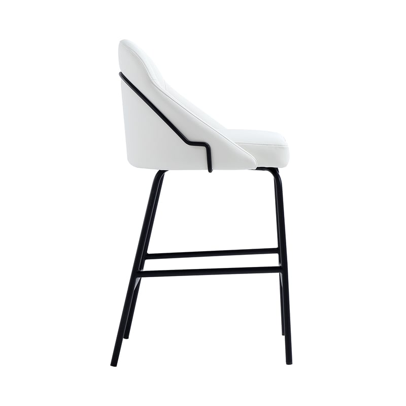 Gracie White and Black Leatherette Counter Stool  with Steel Legs - Set of 2