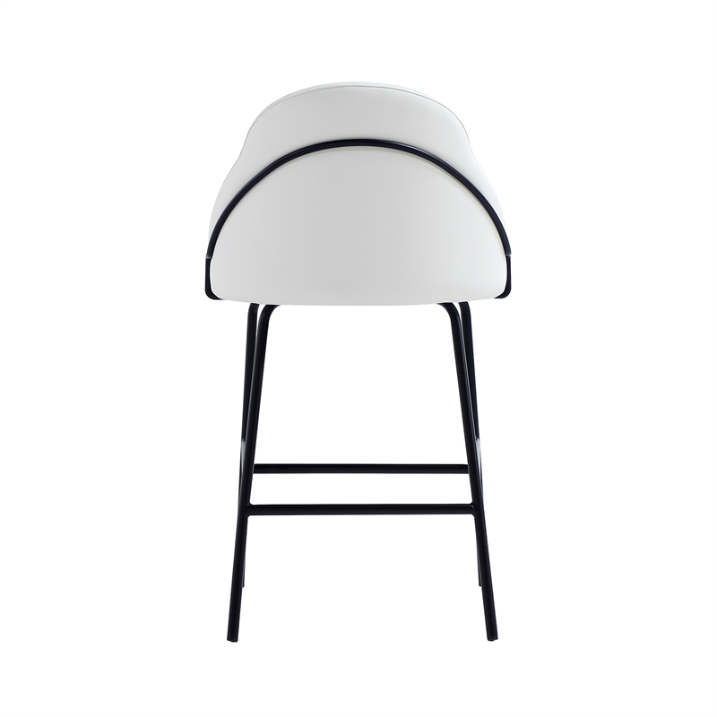 Gracie White and Black Leatherette Counter Stool  with Steel Legs - Set of 2