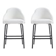 Gracie White and Black Leatherette Counter Stool  with Steel Legs - Set of 2