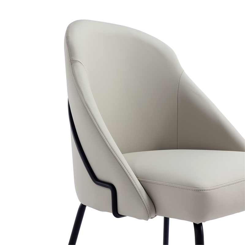 Gracie Stone and Black Leatherette Dining Chair with Steel Legs - Set of 2