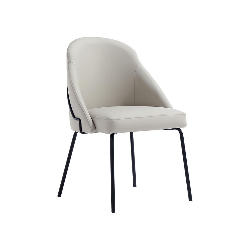 Gracie Stone and Black Leatherette Dining Chair with Steel Legs - Set of 2