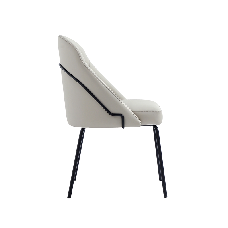 Gracie Stone and Black Leatherette Dining Chair with Steel Legs - Set of 2