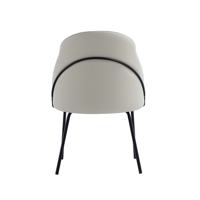 Gracie Stone and Black Leatherette Dining Chair with Steel Legs - Set of 2