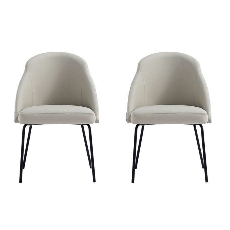 Gracie Stone and Black Leatherette Dining Chair with Steel Legs - Set of 2