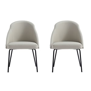 Gracie Stone and Black Leatherette Dining Chair with Steel Legs - Set of 2