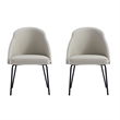 Gracie Stone and Black Leatherette Dining Chair with Steel Legs - Set of 2