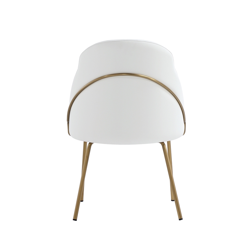 Gracie White and Gold Leatherette Dining Chair with Steel Legs - Set of 2