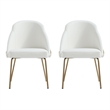 Gracie White and Gold Leatherette Dining Chair with Steel Legs - Set of 2