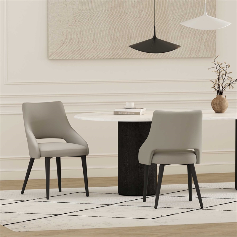 Tremont Stone Leatherette Dining Chair with Metal Legs - Set of 2