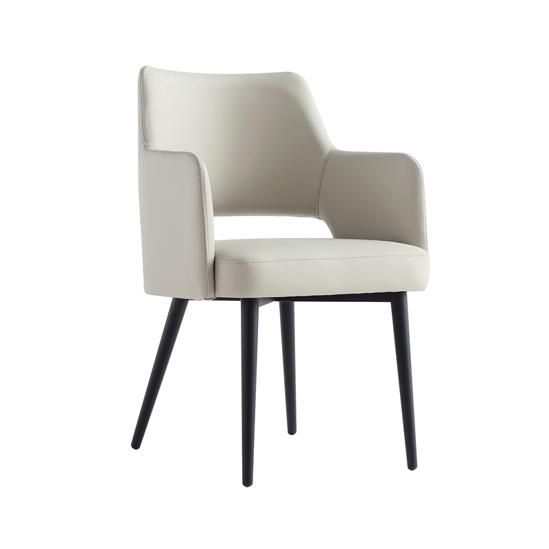 Tremont Stone Leatherette Dining Arm Chair with Metal Legs - Set of 2
