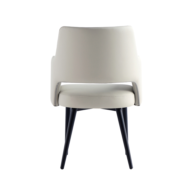 Tremont Stone Leatherette Dining Arm Chair with Metal Legs - Set of 2