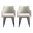 Tremont Stone Leatherette Dining Arm Chair with Metal Legs - Set of 2