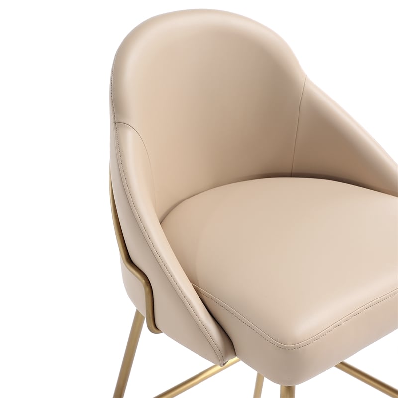 Gracie Tan and Gold Leatherette Counter Stool  with Steel Legs - Set of 3