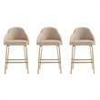 Gracie Tan and Gold Leatherette Counter Stool  with Steel Legs - Set of 3