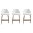 Gracie White and Gold Leatherette Counter Stool  with Steel Legs - Set of 3