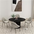 Gracie Stone and Black Leatherette Dining Chair with Steel Legs - Set of 4