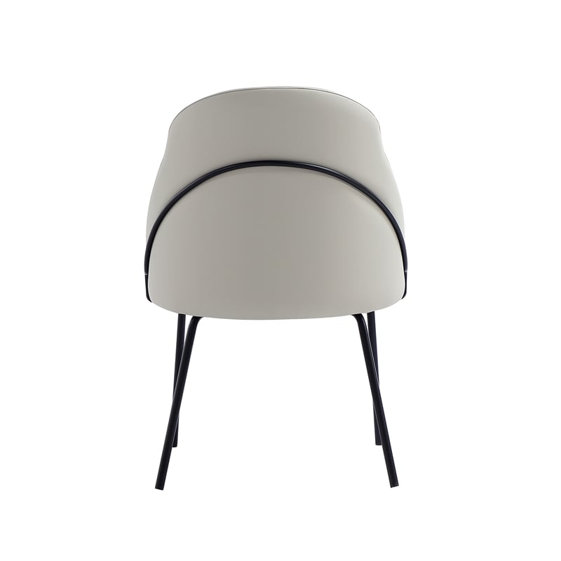 Gracie Stone and Black Leatherette Dining Chair with Steel Legs - Set of 4