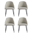 Gracie Stone and Black Leatherette Dining Chair with Steel Legs - Set of 4