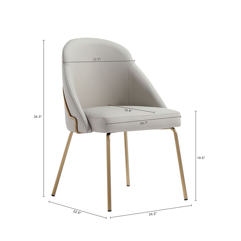 Gracie Stone and Gold Leatherette Dining Chair with Steel Legs - Set of 4