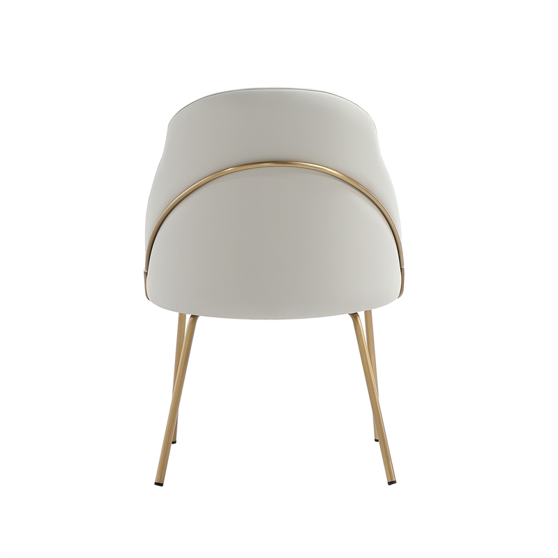 Gracie Stone and Gold Leatherette Dining Chair with Steel Legs - Set of 4
