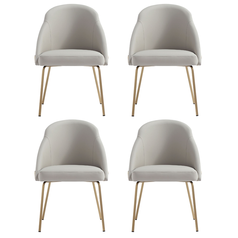 Gracie Stone and Gold Leatherette Dining Chair with Steel Legs - Set of 4