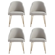 Gracie Stone and Gold Leatherette Dining Chair with Steel Legs - Set of 4