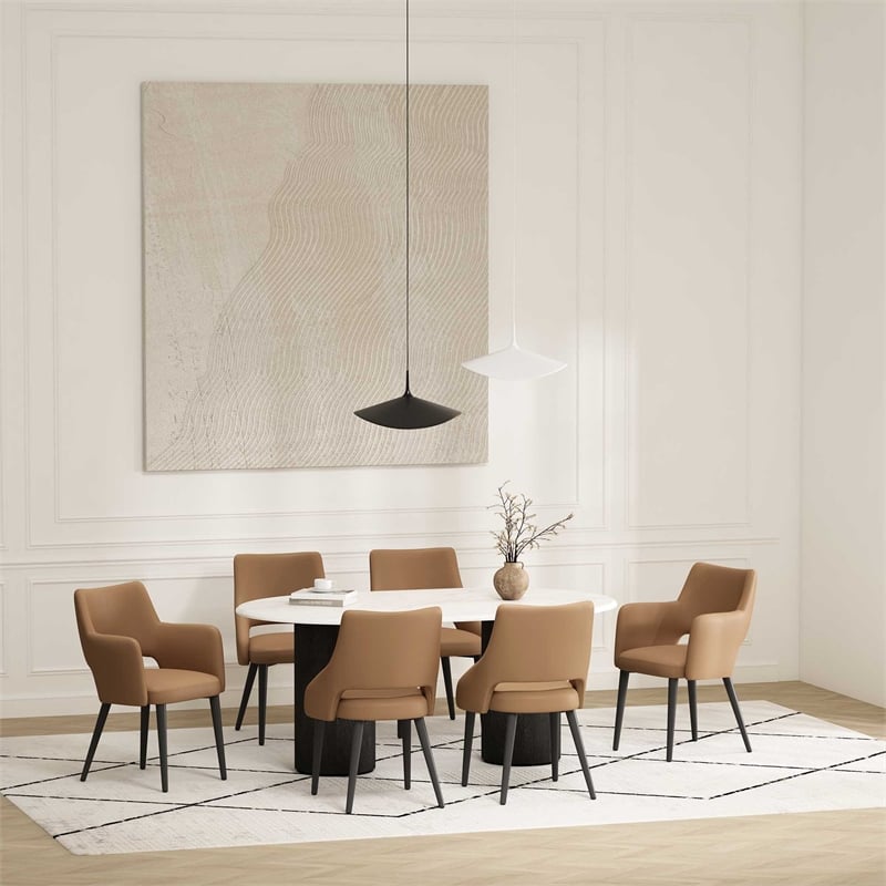 6-Piece Tremont Saddle Leatherette Dining Chair with Metal Legs