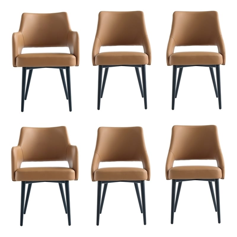 6-Piece Tremont Saddle Leatherette Dining Chair with Metal Legs