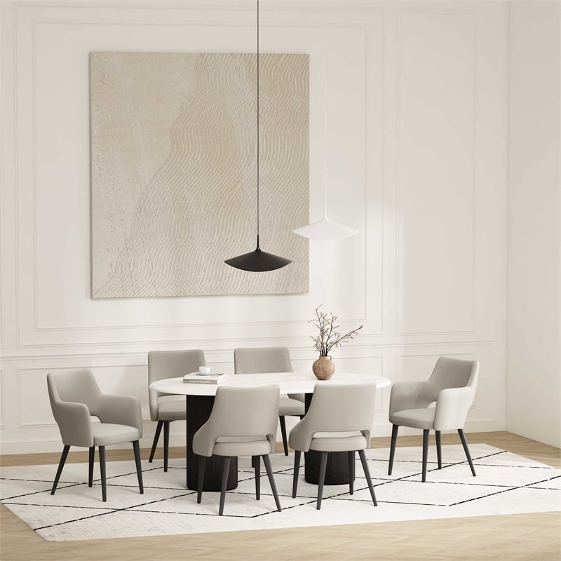 6-Piece Tremont Stone Leatherette Dining Chair with Metal Legs