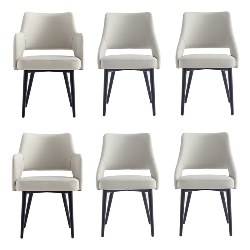 6-Piece Tremont Stone Leatherette Dining Chair with Metal Legs