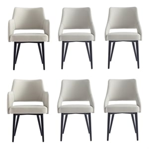 6-Piece Tremont Stone Leatherette Dining Chair with Metal Legs