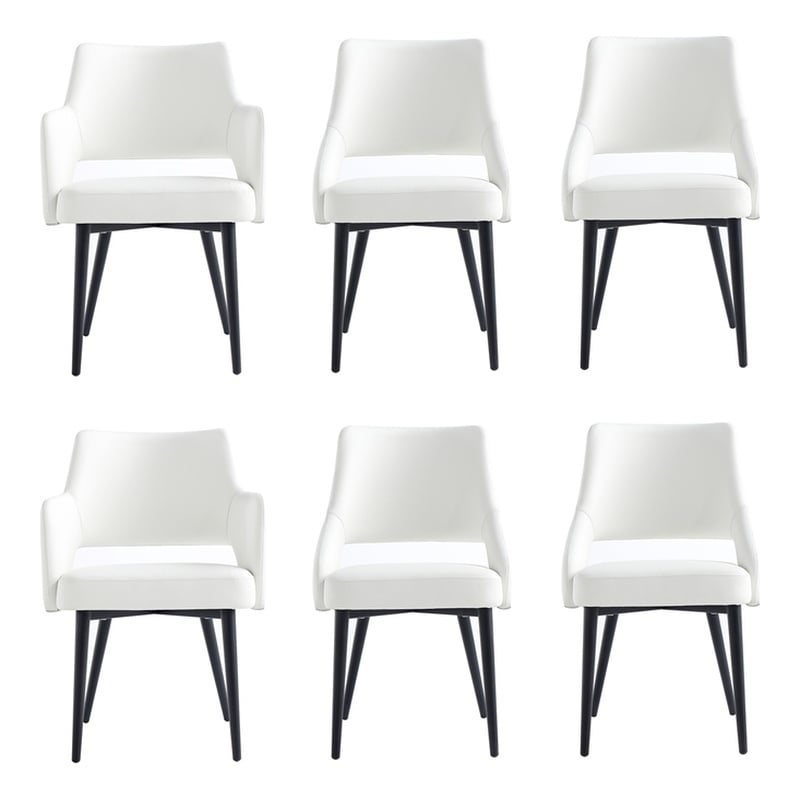 6-Piece Tremont White Leatherette Dining Chair with Metal Legs