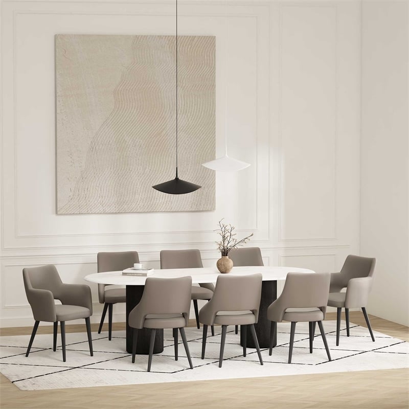 8-Piece Tremont Taupe Leatherette Dining Chair with Metal Legs