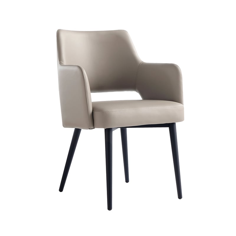 8-Piece Tremont Taupe Leatherette Dining Chair with Metal Legs