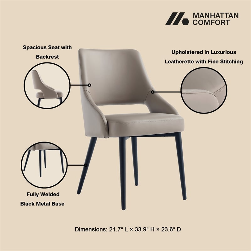 8-Piece Tremont Taupe Leatherette Dining Chair with Metal Legs