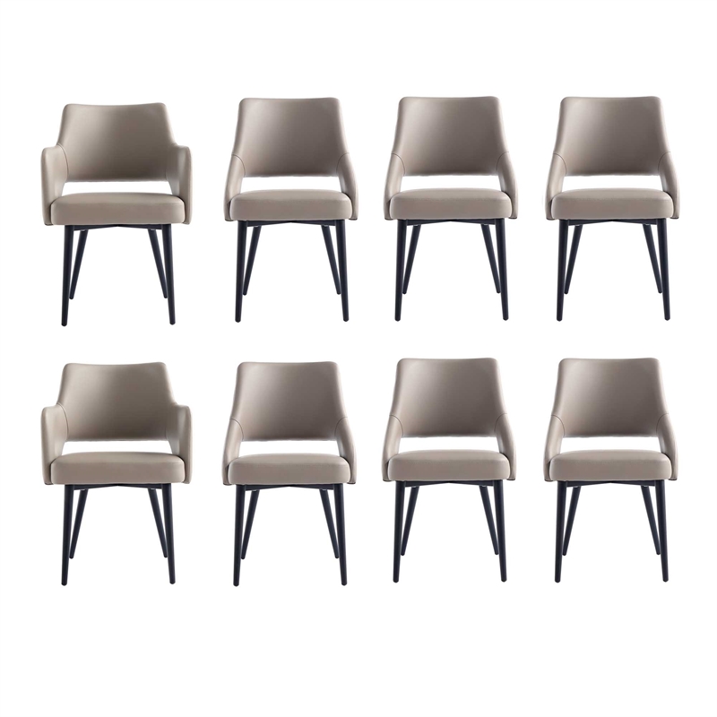 8-Piece Tremont Taupe Leatherette Dining Chair with Metal Legs