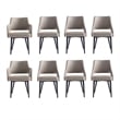 8-Piece Tremont Taupe Leatherette Dining Chair with Metal Legs