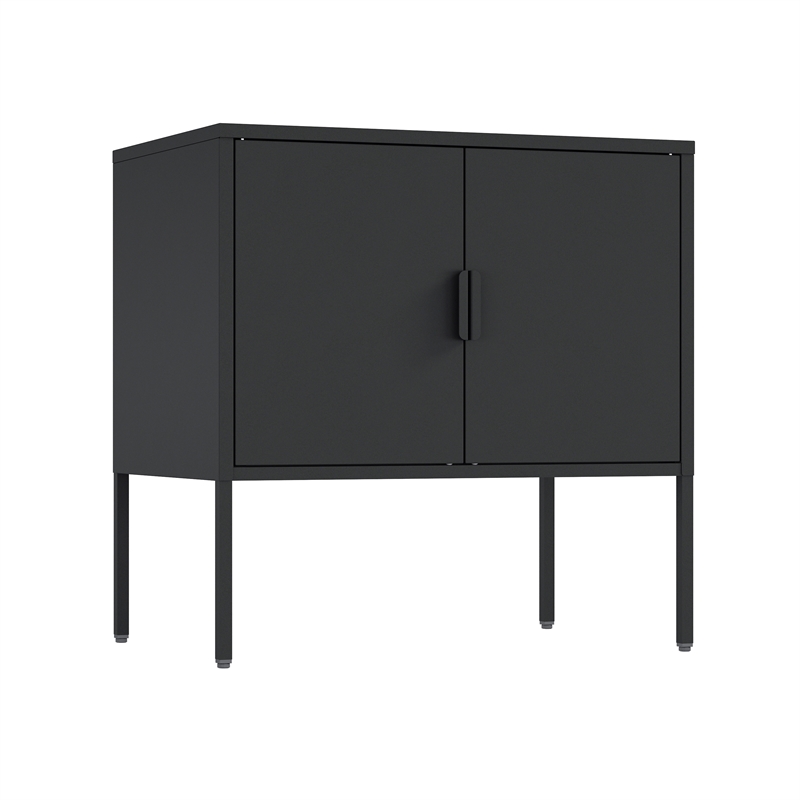 Ava Modern 23.6 Accent Cabinet with 2 Adjustable Shelves in Black