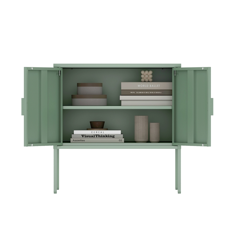 Ava Modern 23.6 Accent Cabinet with 2 Adjustable Shelves in Green