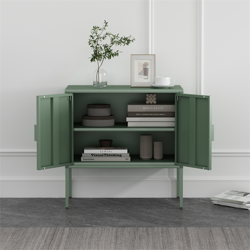 Ava Modern 23.6 Accent Cabinet with 2 Adjustable Shelves in Green