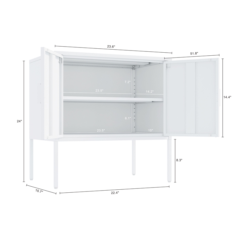 Ava Modern 23.6 Accent Cabinet with 2 Adjustable Shelves in White