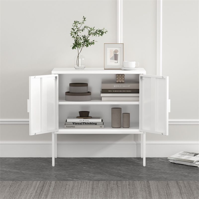 Ava Modern 23.6 Accent Cabinet with 2 Adjustable Shelves in White