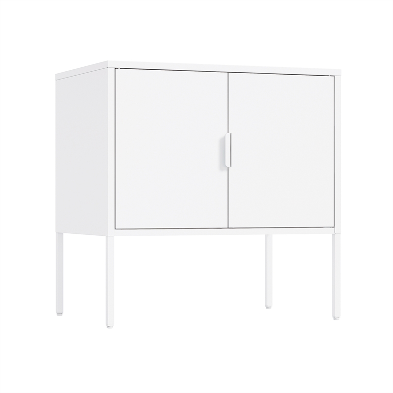 Ava Modern 23.6 Accent Cabinet with 2 Adjustable Shelves in White