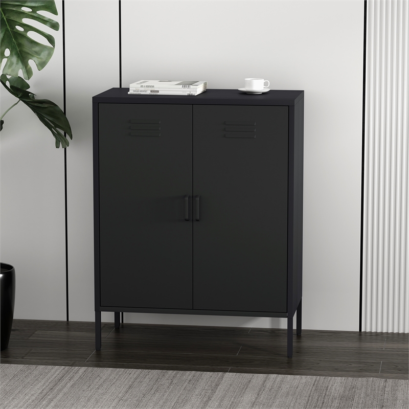 Naomi Modern 31.5 Accent Cabinet with 3 Adjustable Shelves in Black